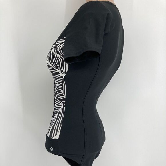 Next Malibu Surf One Piece Black/White Zebra Print Swimsuit Size S/M Like New - Picture 2 of 11